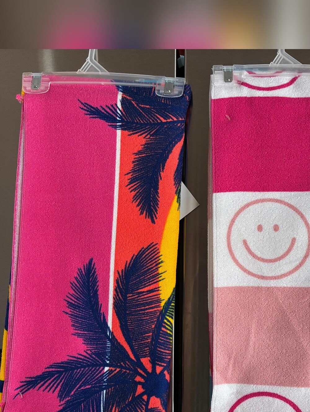 Vibrant Pink Palm Print Beach Towel